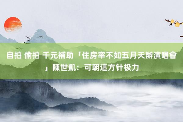 自拍 偷拍 千元補助「住房率不如五月天辦演唱會」　陳世凱：可朝這方针极力