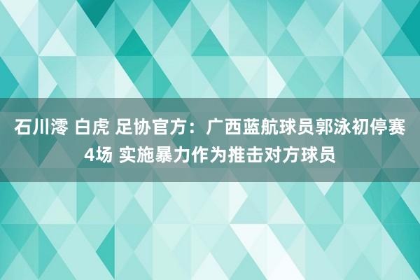 石川澪 白虎 足协官方：广西蓝航球员郭泳初停赛4场 实施暴力作为推击对方球员