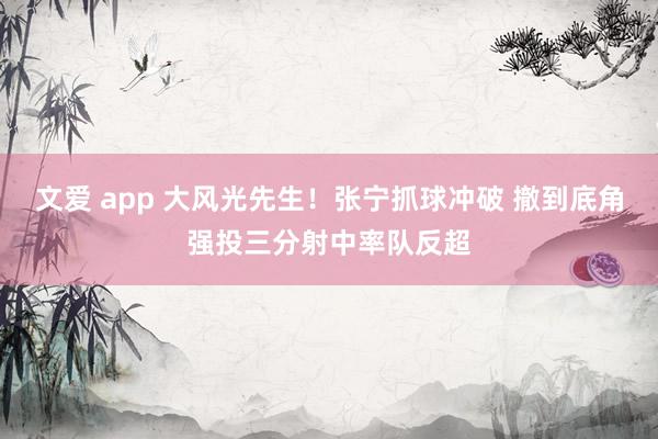 文爱 app 大风光先生！张宁抓球冲破 撤到底角强投三分射中率队反超