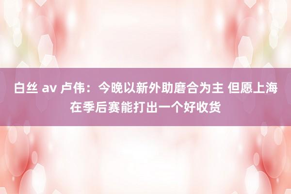 白丝 av 卢伟：今晚以新外助磨合为主 但愿上海在季后赛能打出一个好收货